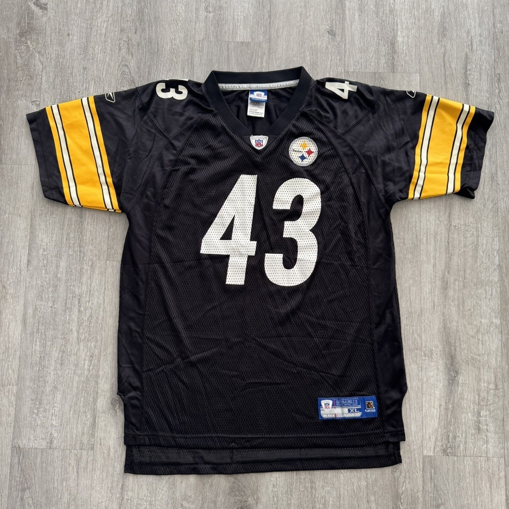 Pittsburgh Steelers Football Jersey Youth XL #43 Troy Polamalu Reebok Non Stitch